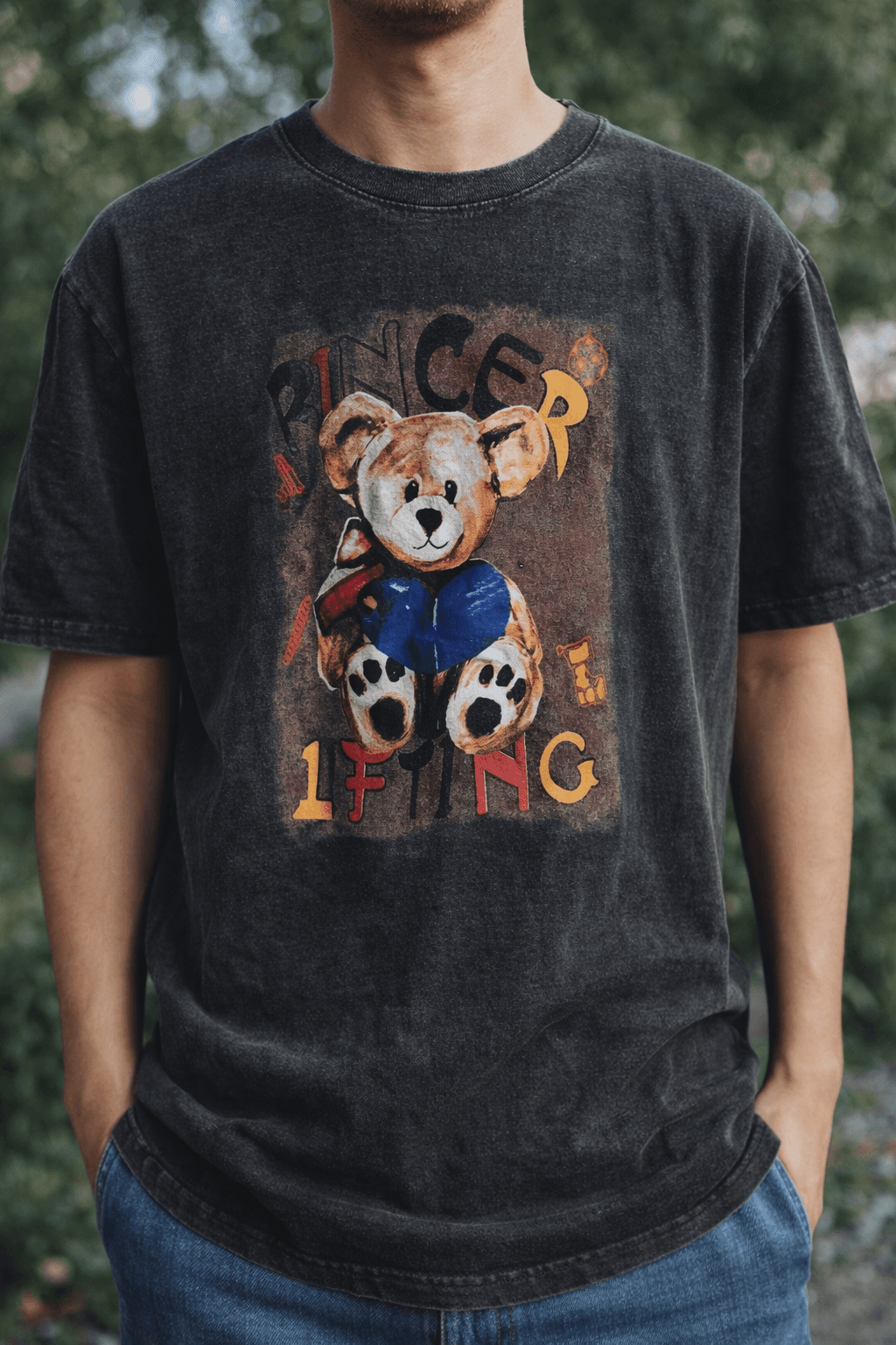 Vintage Washed Teddy Bear Graphic T-Shirt