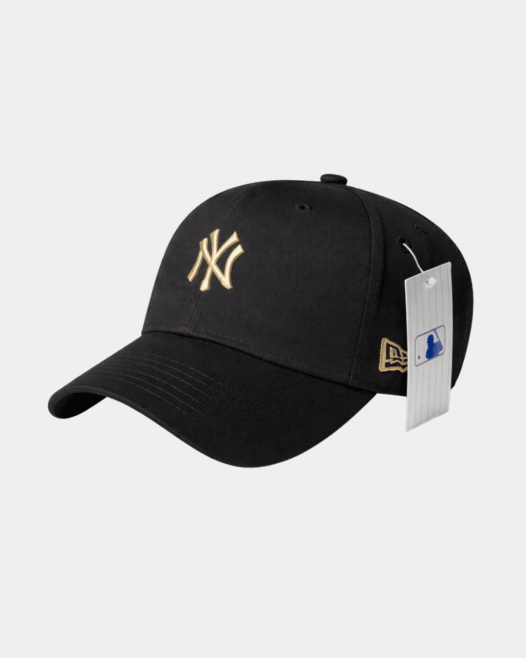 Black Adjustable Strap Small Gold Embroided MLB  Cap