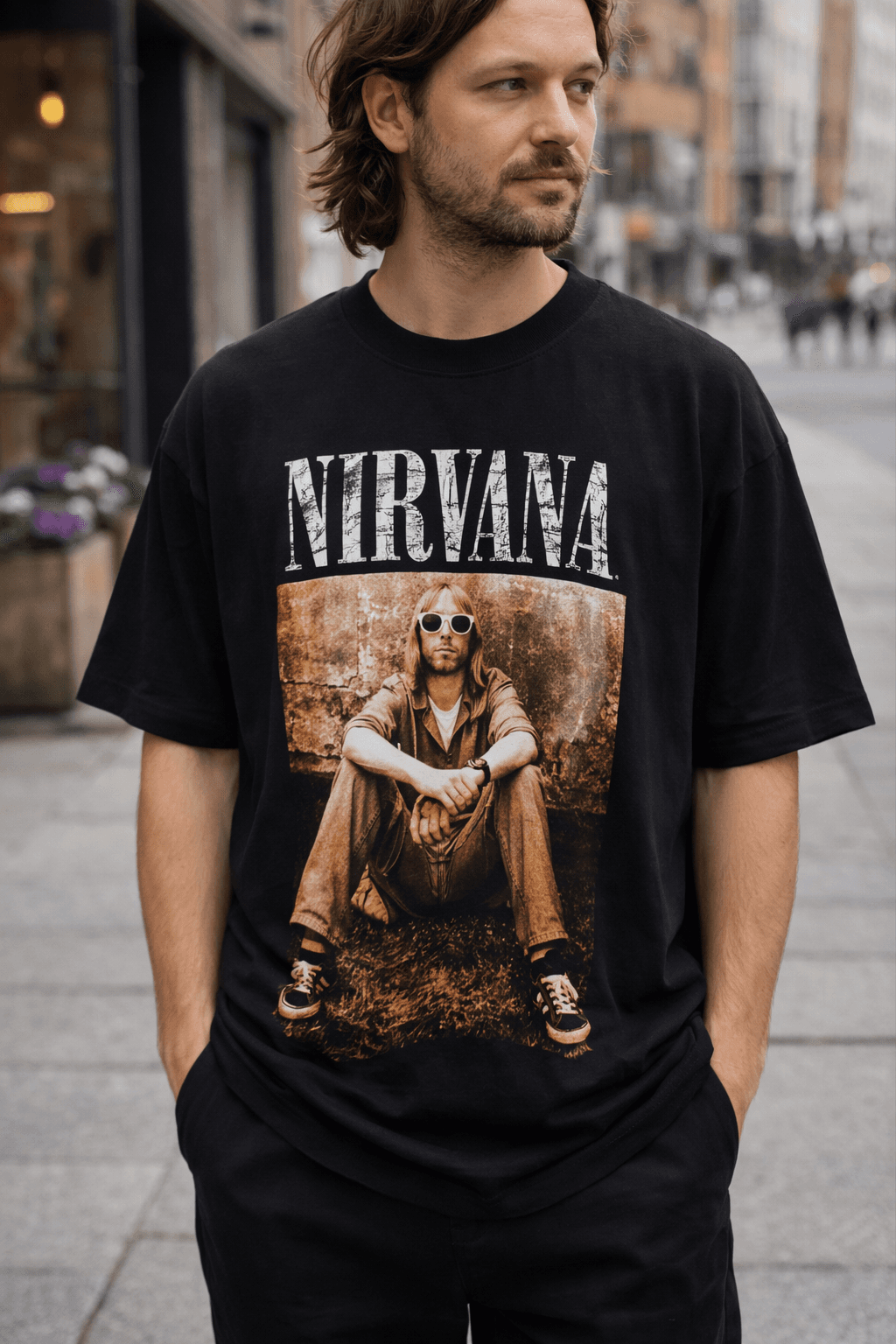 Black Nirvana Vintage Oversized Graphic Tee