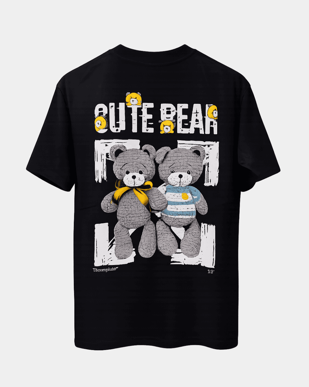 Cute Black Bear Graphic Oversized Tee