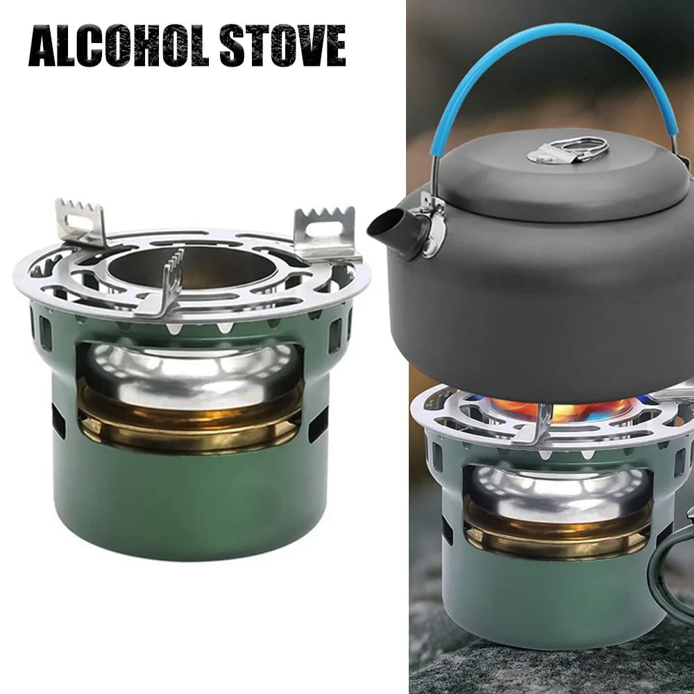 Portable Camping Stove with Alcohol Furnace – Outdoor Cooking Gear &amp; Accessories for Hiking, BBQ, and Camping