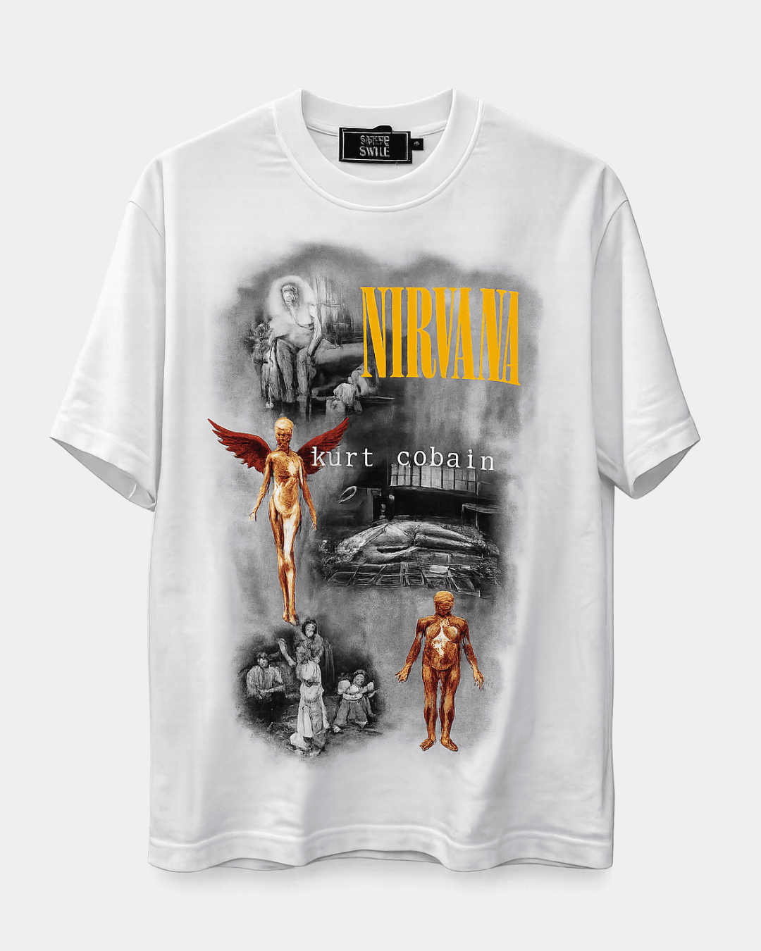 Nirvana Kurt Cobain Vintage Collage White T-Shirt