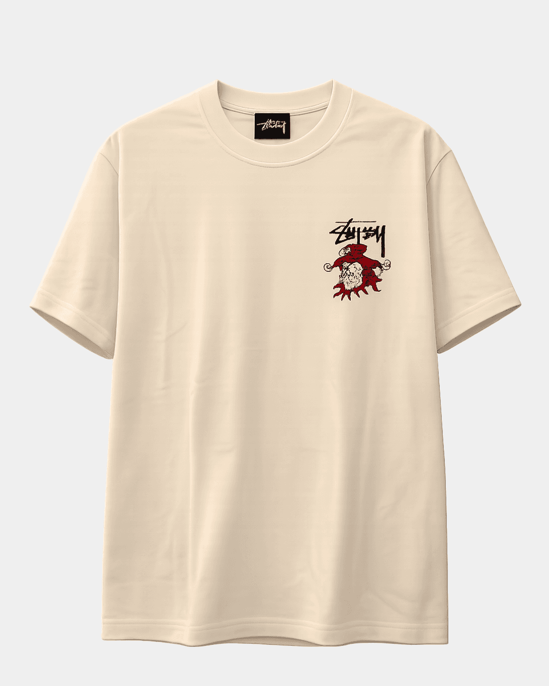 Stüssy Jester Skull Graphic Oversized Cream T-Shirt